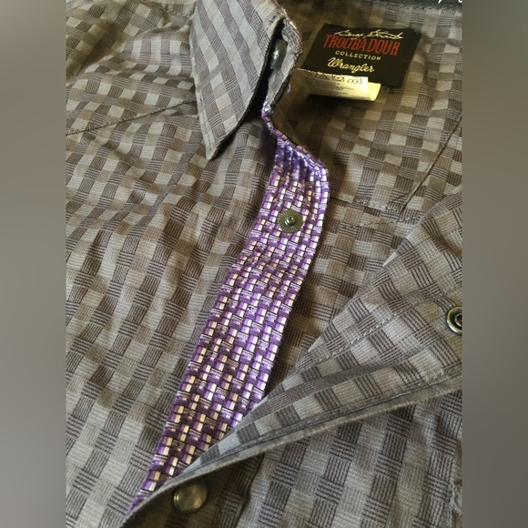 🤠WRANGLER Troubadour Western Snap Button Down Dress Shirt Size XL Grey & Purple - Picture 2 of 7